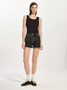 CONTE CON-756 Чёрные джинсовые шорты из eco-friendly денима с бахромой