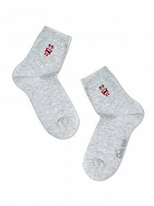 CONTE-KIDS TIP-TOP Однотонные хлопковые носки с вышивкой