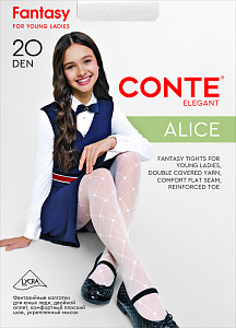 CONTE Колготки с геометрическим рисунком в сердечки ALICE