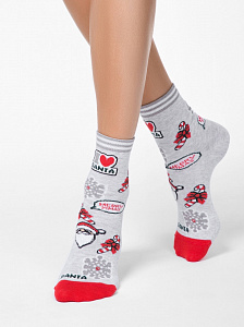 CONTE NEW YEAR Новогодние носки "Санта-Клаус" с люрексом и стразами