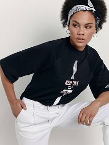 CONTE LD 1702 Oversize-футболка из футера с удлиненной спинкой «New day»