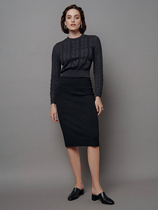 CONTE LDK 302 Прилегающая юбка с разрезом из пряжи с шерстью